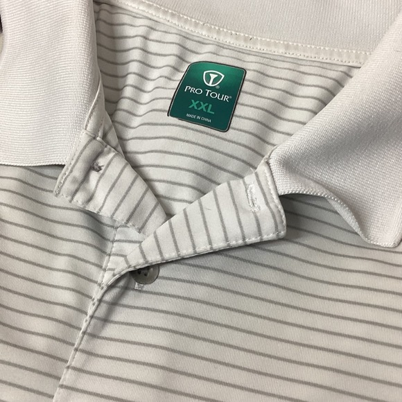 Pro Tour Mens Golf Polo Shirt XXL Striped Short Sleeve Collared Shirt - Picture 9 of 13